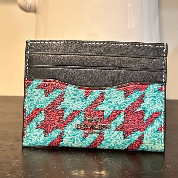 Coach Slim Id Card Case With Houndstooth Print - Picture 2 of 9